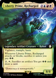 Liberty Prime, Recharged (Extended Art) (Surge Foil)\nFallout Commander - Alternate Foil Variants\nSingle\nMagic The Gathering