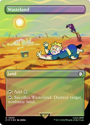 Wasteland (Borderless) (Surge Foil)\nFallout Commander - Alternate Foil Variants\nSingle\nMagic The Gathering
