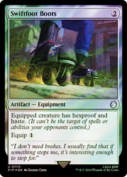 Swiftfoot Boots (Surge Foil)\nFallout Commander - Alternate Foil\nSingle\nMagic The Gathering