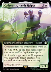 Codsworth, Handy Helper (Extended Art) (Surge Foil)\nFallout Commander - Alternate Foil Variants\nSingle\nMagic The Gathering