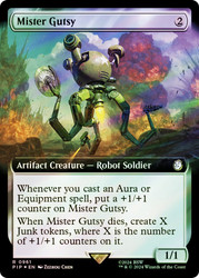 Mister Gutsy (Extended Art) (Surge Foil)\nFallout Commander - Alternate Foil Variants\nSingle\nMagic The Gathering