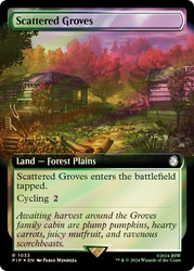 Scattered Groves (Extended Art) (Surge Foil)\nFallout Commander - Alternate Foil Variants\nSingle\nMagic The Gathering