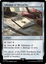 Talisman of Hierarchy\nFallout Commander\nSingle\nMagic The Gathering