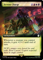 Fervent Charge (Extended Art) (Surge Foil)\nFallout Commander - Alternate Foil Variants\nSingle\nMagic The Gathering