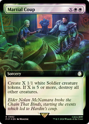 Martial Coup (Extended Art) (Surge Foil)\nFallout Commander - Alternate Foil Variants\nSingle\nMagic The Gathering