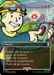 Farewell (Borderless) (Surge Foil)\nFallout Commander - Alternate Foil Variants\nSingle\nMagic The Gathering