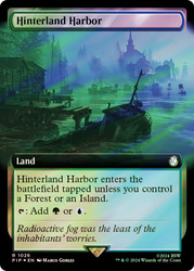 Hinterland Harbor (Extended Art) (Surge Foil)\nFallout Commander - Alternate Foil Variants\nSingle\nMagic The Gathering
