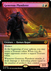 Generous Plunderer (#076) (Extended Art)\nThe Big Score - Variants\nSingle\nMagic The Gathering