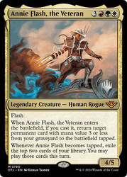 Annie Flash, the Veteran (Promo Pack) (Outlaws of Thunder Junction)\nPromo: Planeswalker Stamped\nSingle\nMagic The Gathering
