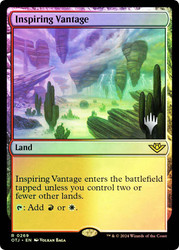 Inspiring Vantage (Promo Pack) (Outlaws of Thunder Junction)\nPromo: Planeswalker Stamped\nSingle\nMagic The Gathering