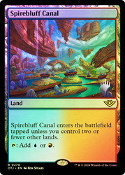 Spirebluff Canal (Promo Pack) (Outlaws of Thunder Junction)\nPromo: Planeswalker Stamped\nSingle\nMagic The Gathering