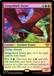 Stingerback Terror (Promo Pack) (Outlaws of Thunder Junction)\nPromo: Planeswalker Stamped\nSingle\nMagic The Gathering