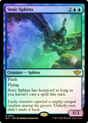 Stoic Sphinx (Promo Pack) (Outlaws of Thunder Junction)\nPromo: Planeswalker Stamped\nSingle\nMagic The Gathering