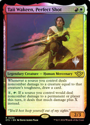 Taii Wakeen, Perfect Shot (Promo Pack) (Outlaws of Thunder Junction)\nPromo: Planeswalker Stamped\nSingle\nMagic The Gathering