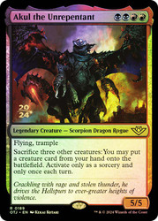 Akul the Unrepentant (Prerelease) (Outlaws of Thunder Junction)\nPromo: Date Stamped\nSingle\nMagic The Gathering