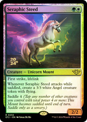 Seraphic Steed (Prerelease) (Outlaws of Thunder Junction)\nPromo: Date Stamped\nSingle\nMagic The Gathering