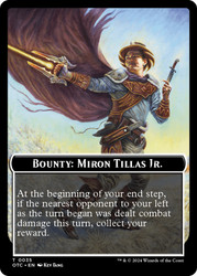 {Bounty: Miron Tillas Jr.}\nOutlaws of Thunder Junction Commander\nSingle\nMagic The Gathering