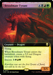 Broodmate Tyrant (Extended Art) (Ripple Foil)\nModern Horizons 3 Commander - Alternate Foil Variants\nSingle\nMagic The Gathering