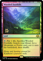 Wooded Foothills (Prerelease) (Modern Horizons 3)\nPromo: Date Stamped\nSingle\nMagic The Gathering