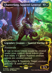 Chatterfang, Squirrel General (Borderless) (Raised Foil)\nBloomburrow Commander - Alternate Foil\nSingle\nMagic The Gathering
