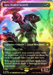 Gev, Scaled Scorch (Borderless) (Raised Foil)\nBloomburrow - Alternate Foil Variants\nSingle\nMagic The Gathering