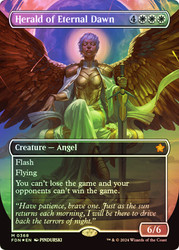 Herald of Eternal Dawn (Borderless) (Mana Foil)\nFoundations - Alternate Foil Variants\nSingle\nMagic The Gathering