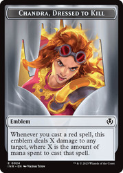 {Chandra, Dressed to Kill Emblem} // {Human Token} (Red)\nInnistrad Remastered\nSingle\nMagic The Gathering