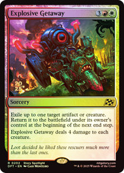 Explosive Getaway (Prerelease) (Aetherdrift)\nPromo: Date Stamped\nSingle\nMagic The Gathering