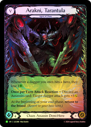 Arakni, Tarantula (Prerelease) (Extended Art)
Promotional Cards
Single
Flesh and Blood