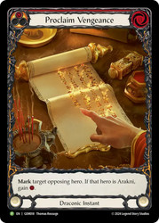 Proclaim Vengeance (GEM Pack) (Extended Art)
Promotional Cards
Single
Flesh and Blood