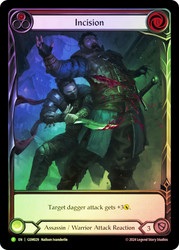 Incision (Red) (GEM Pack) (Extended Art)
Promotional Cards
Single
Flesh and Blood