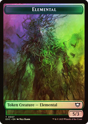 {Elemental Token} (Green) // {Golem Token} (#014) (9/9)\nEdge of Eternities Commander\nSingle\nMagic The Gathering