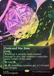 Contested War Zone (#143) (Borderless) (Galaxy Foil)\nStellar Sights - Alternate Foil\nSingle\nMagic The Gathering