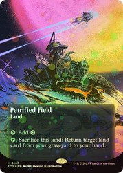 Petrified Field (#167) (Borderless) (Galaxy Foil)\nStellar Sights - Alternate Foil\nSingle\nMagic The Gathering