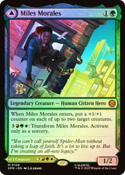 Miles Morales // Ultimate Spider-Man (Prerelease) (Marvel's Spider-Man)\nPromo: Date Stamped\nSingle\nMagic The Gathering