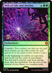 Web of Life and Destiny (Prerelease) (Marvel's Spider-Man)\nPromo: Date Stamped\nSingle\nMagic The Gathering