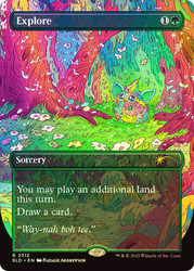 Explore (Furby) (Secret Lair) (#2312) (Borderless)\nPromo: General\nSingle\nMagic The Gathering