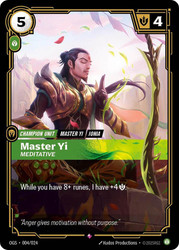 Master Yi - Meditative
Origins: Proving Grounds
Single
Riftbound: League of Legends TCG