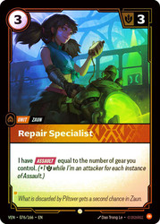 Repair Specialist
Vendetta
Single
Riftbound: League of Legends TCG
