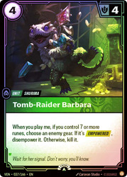 Tomb-Raider Barbara (Nexus Night)
Promotional Cards
Single
Riftbound