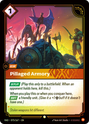 Pillaged Armory
Radiance
Single
Riftbound