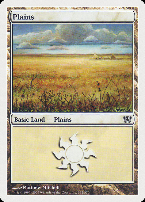 Plains (#332)\n9th Edition\nSingle\nMagic The Gathering