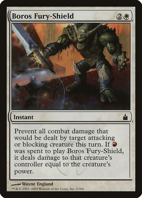 Boros Fury-Shield\nRavnica: City of Guilds\nSingle\nMagic The Gathering
