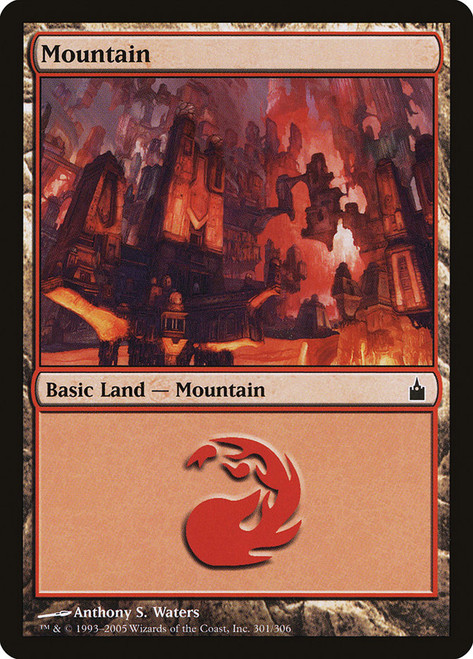 Mountain (#301)\nRavnica: City of Guilds\nSingle\nMagic The Gathering