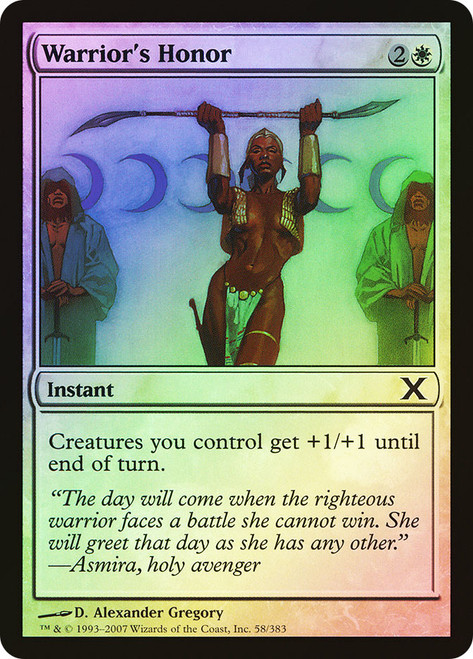 Warrior's Honor\n10th Edition\nSingle\nMagic The Gathering