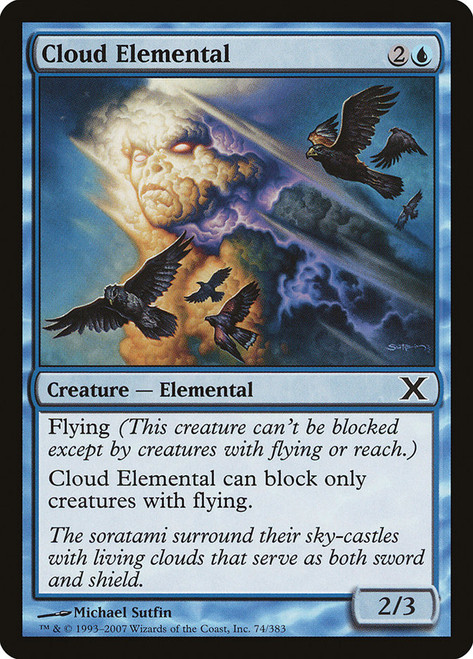 Cloud Elemental\n10th Edition\nSingle\nMagic The Gathering
