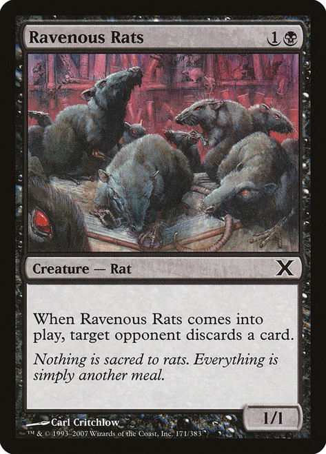 Ravenous Rats\n10th Edition\nSingle\nMagic The Gathering