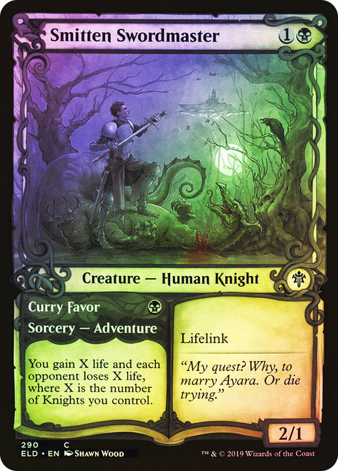 Smitten Swordmaster // Curry Favor (Showcase)\nThrone of Eldraine - Variants\nSingle\nMagic The Gathering