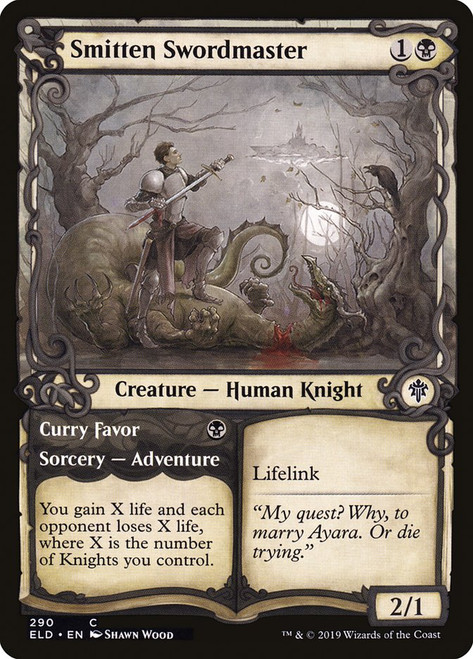 Smitten Swordmaster // Curry Favor (Showcase)\nThrone of Eldraine - Variants\nSingle\nMagic The Gathering