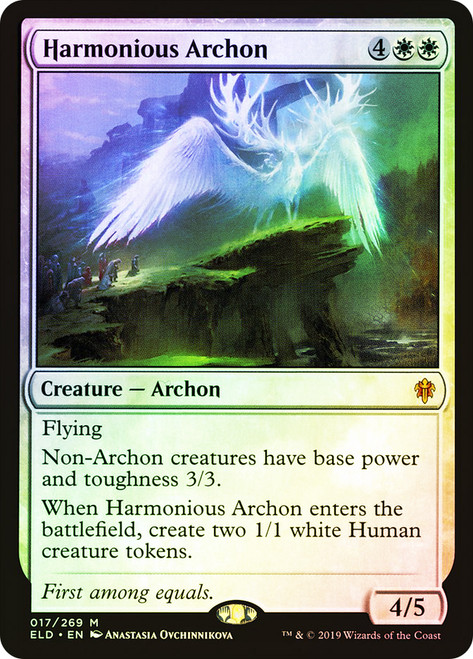 Harmonious Archon\nThrone of Eldraine\nSingle\nMagic The Gathering